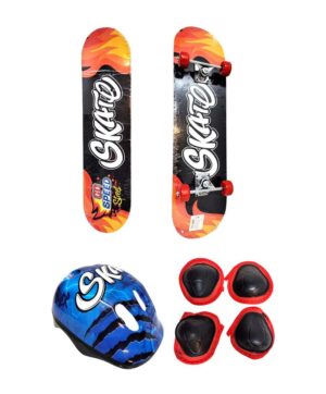 SET MEGA SKATE CASCO RODILLERAS CODERAS EN BOLSO VR2 10104 LETRAS BLANCA SKATE