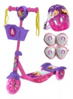 MONOPATIN LUZ SONIDO CON KIT DE PROTECCION PRINCESAS VR1 12236 MANUBRIO ROSA
