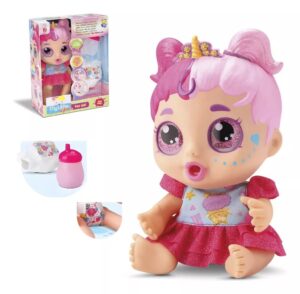 MUÑECA MY LITTLE GLITTER CON PAÑAL MAMADERA VR1 IKDIV113 OJOS ROSAS - Imagen 5