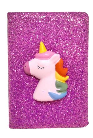 CUADERNO INFANTIL BRILLOSO CON SQUISHY VR4 A201984 UNICORNIO TAPA ROSA