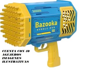 BURBUJERO PISTOLA CON LUZ BUBBLE GUN VR3 A201947 AZUL Y AMARILLO - Imagen 2