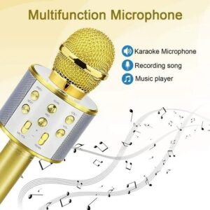 MICROFONO DE MANO KARAOKE BLUETOOTH USB VR6 SW-585 GOLD WS-858 - Imagen 5