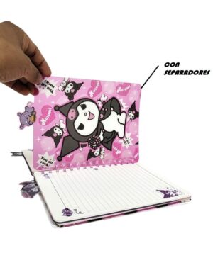 CUADERNO KUROMI EN 3D CON CON SEPARADOR VR2 PP002 ANILLO ROSA - Imagen 3