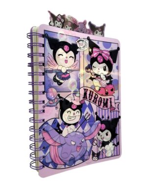 CUADERNO KUROMI EN 3D CON CON SEPARADOR VR1 PP002 ANILLO LILA