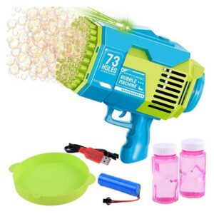 BURBUJERO PISTOLA CON LUZ BUBBLE GUN CARGA USB VR2 A201943 AZUL