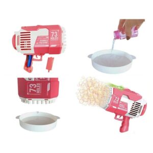 BURBUJERO PISTOLA CON LUZ BUBBLE GUN CARGA USB VR1 A201943 ROSA - Imagen 2