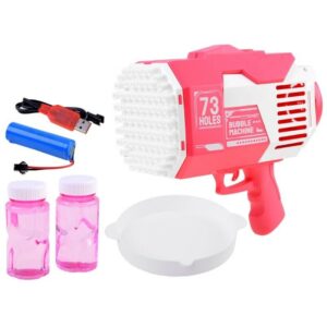 BURBUJERO PISTOLA CON LUZ BUBBLE GUN CARGA USB VR1 A201943 ROSA - Imagen 9