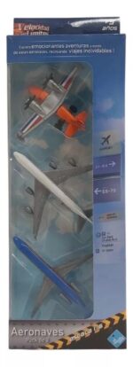 SET X 3 AVIONES PARTES METALICAS EL DUENDE AZUL VR1 8002 NARANJA-BLANCO-AZUL