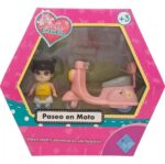 MINI MUÑECO CON MOTO PULLBACK EL DUENDE VR4 8025 MOTO ROSA