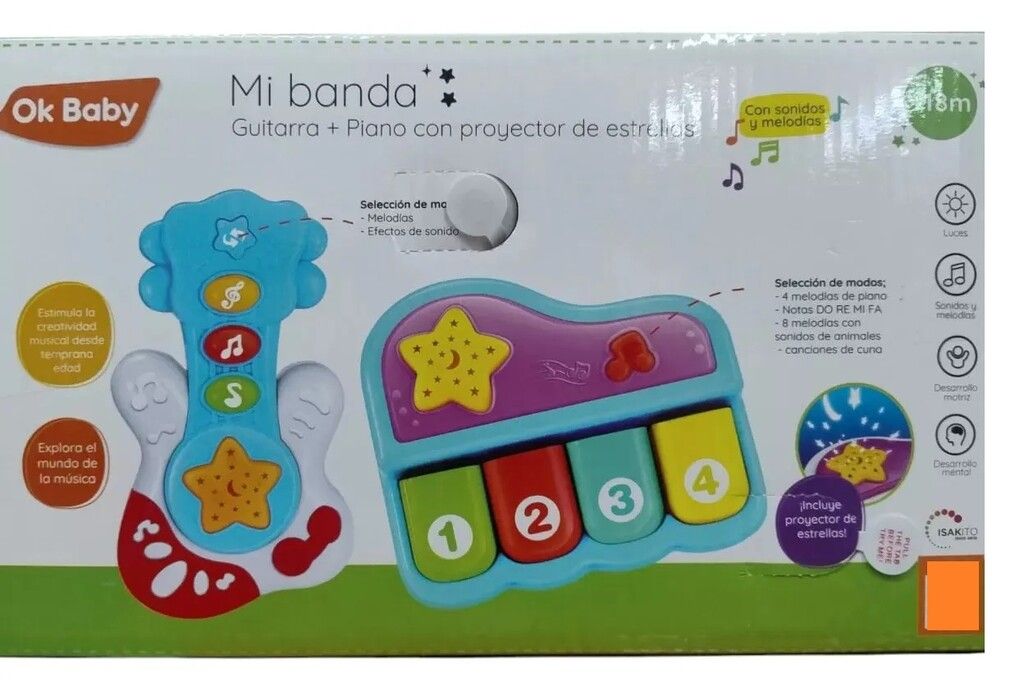 SET MUSICAL GUITARRA Y PIANO OK BABY VR2 OKBB0367 GUITARRA ROJA - Imagen 2