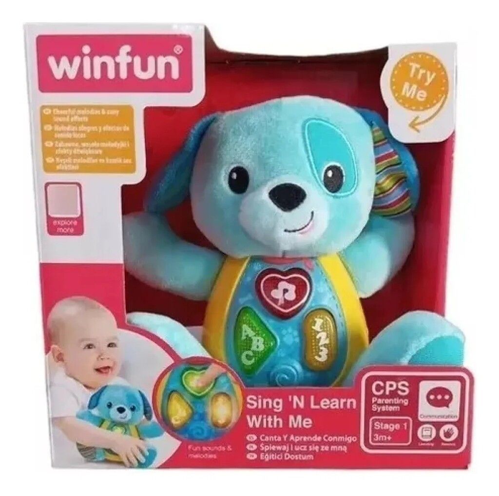 PERRITO DE PELUCHE DIDACTICO LUZ SONIDO BEBE WIN FUN COD 000686 - Imagen 3