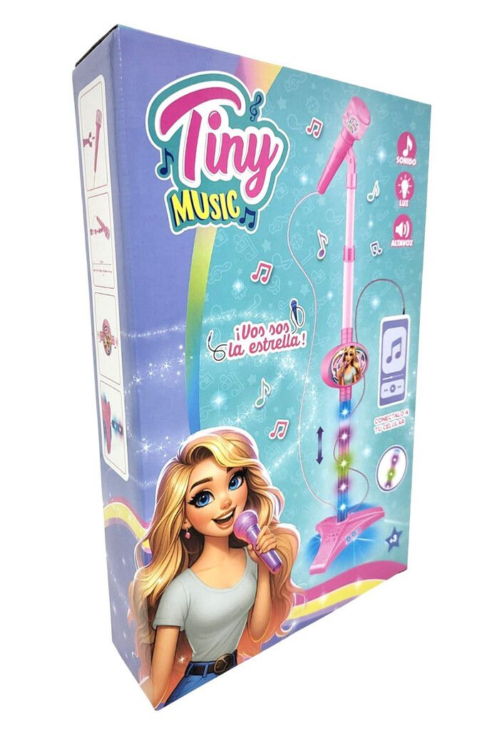 MICROFONO DE PIE TINY CON LUCES Y CONEXION MP3 COD 55167