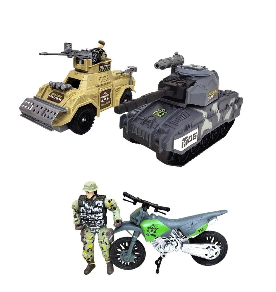 PLAYSET TANQUE MOTO CAMIONETA MILITAR Y SOLDADOS COD 55543 - Imagen 2
