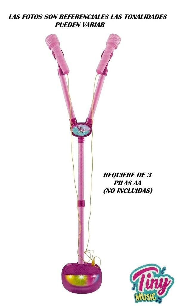 MICRÓFONO DOBLE A PILAS LUZ Y SONIDO NENA TINY MUSIC COD 55967 - Imagen 3