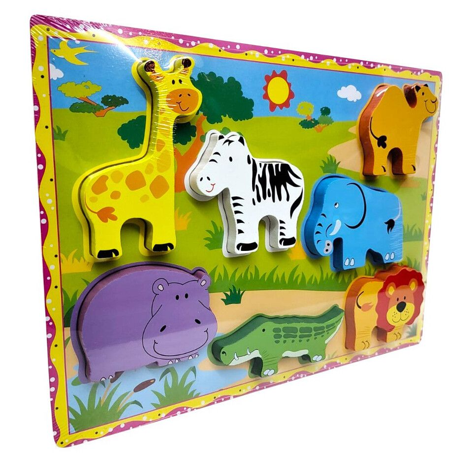 JUEGO ENCASTRE DE MADERA VARIOS MODELOS BABY GUS VR5 55819 ANIMALES DE LA SELVA - Imagen 4