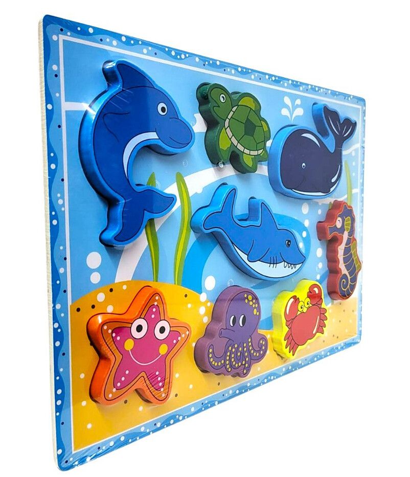 JUEGO ENCASTRE DE MADERA VARIOS MODELOS BABY GUS VR6 55819 ANIMALES MARINOS - Imagen 2