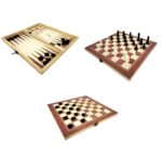 JUEGO MADERA 3 EN 1 AJEDREZ BACKGAMON DAMAS KIDS CLUB COD 56012