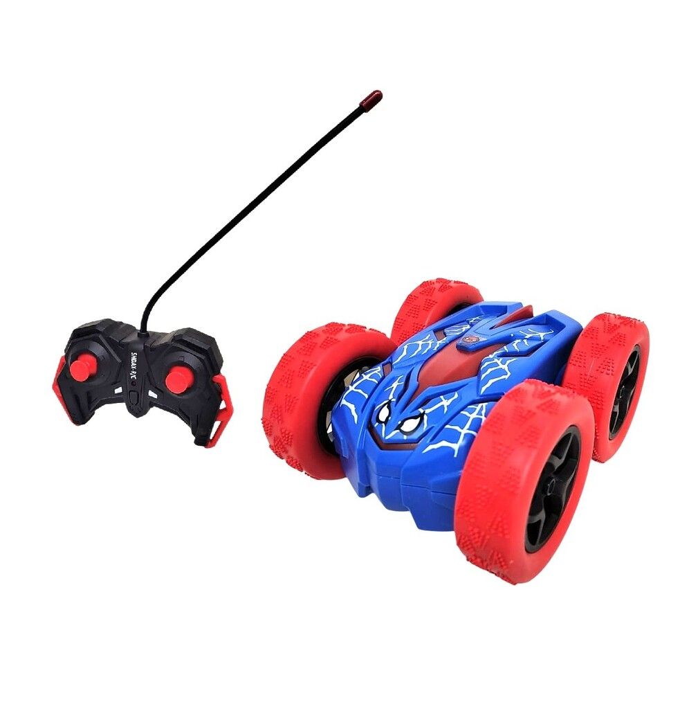 AUTO R/C SPIDERMAN GIRA 360 GRADOS CARGA USB VR1 55893 RUEDAS ROJAS