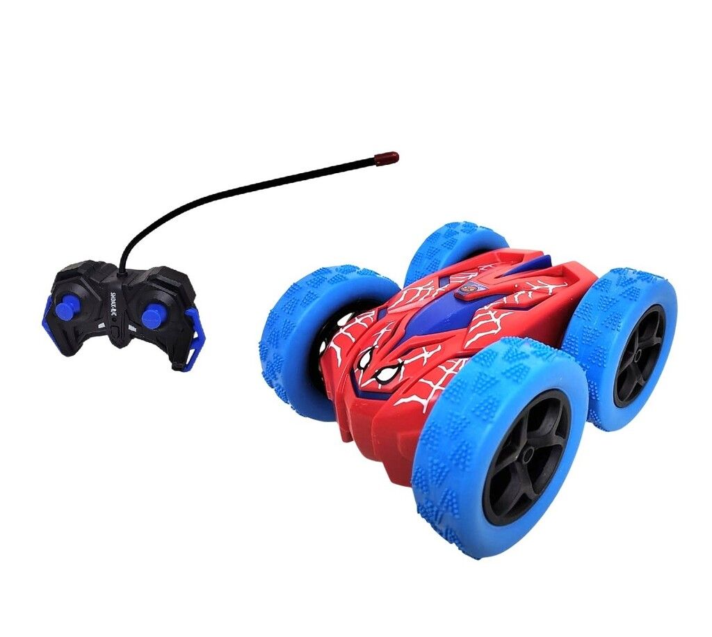 AUTO R/C SPIDERMAN GIRA 360 GRADOS CARGA USB VR2 55893 RUEDAS AZULES