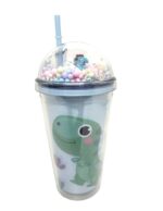 VASO CELESTE INFANTIL TRENDY DINO C/ TAPA Y SORBETE COD 19025