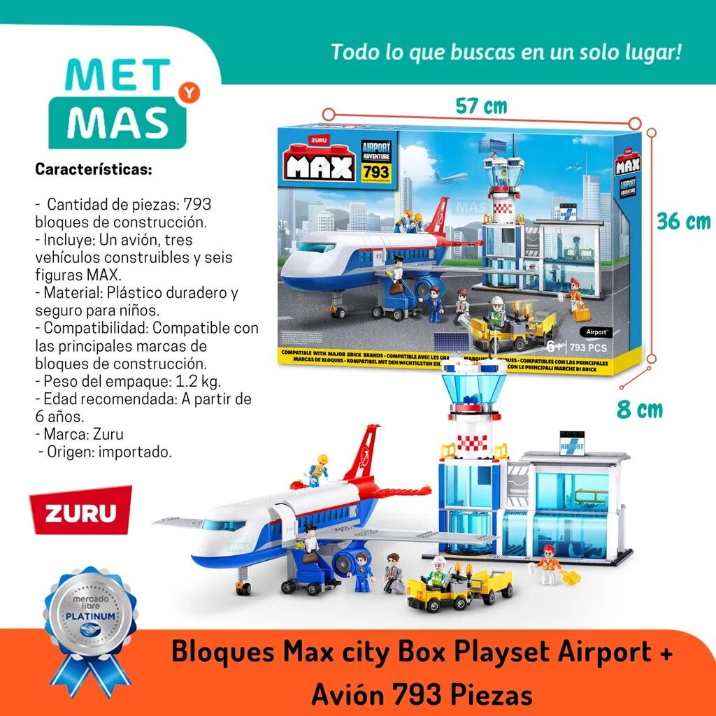BLOQUES PARA ARMAR ZURU MAX CITY AEROPUERTO 793 PCS COD 7644 - 83167 - Imagen 6