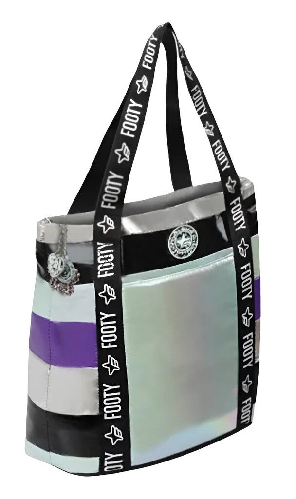 BOLSO METALIZADO FOOTY CON MANIJAS VR1 FTY4055 NEGRO PLATEADO VIOLETA - Imagen 2