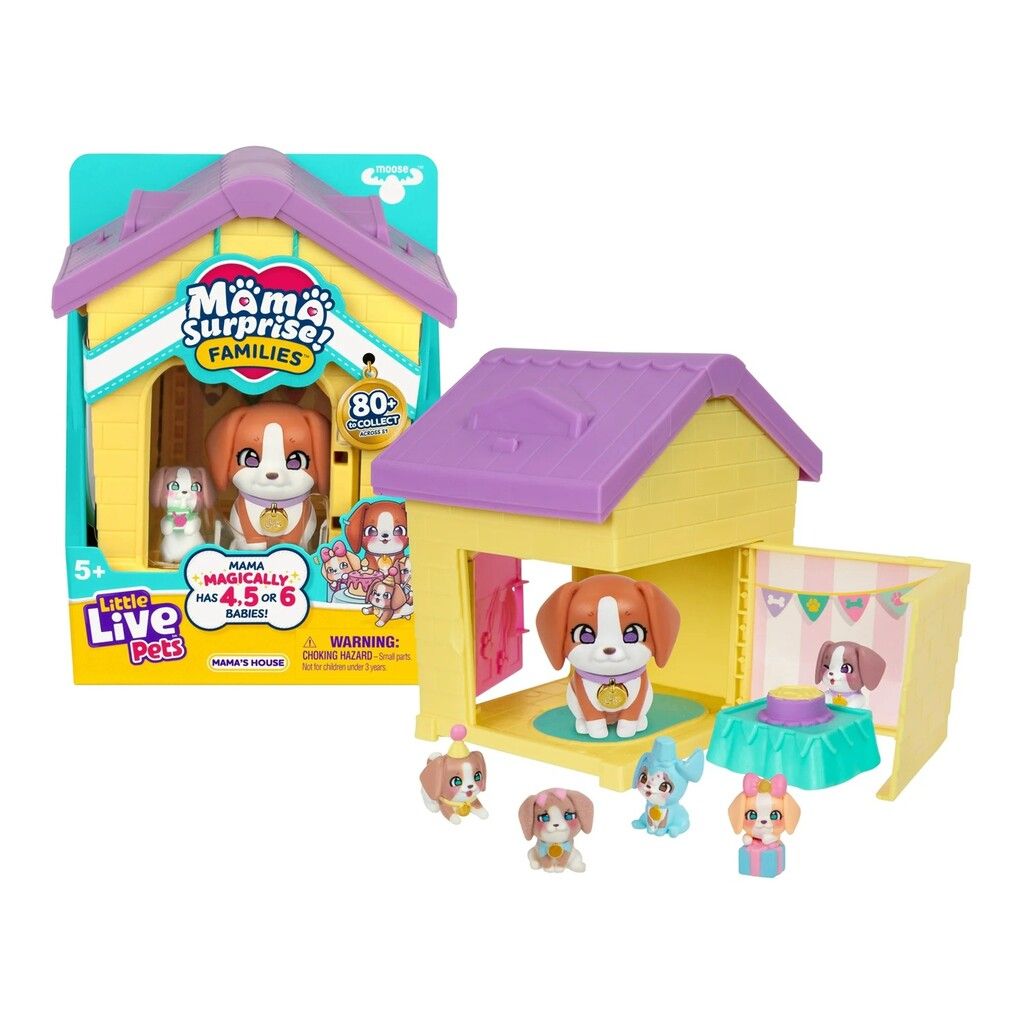 LITTLE LIVE PETS MAMA SURPRISE EN SU CASITA VR5 26659 CASITA AMARILLA Y VIOLETA - Imagen 3