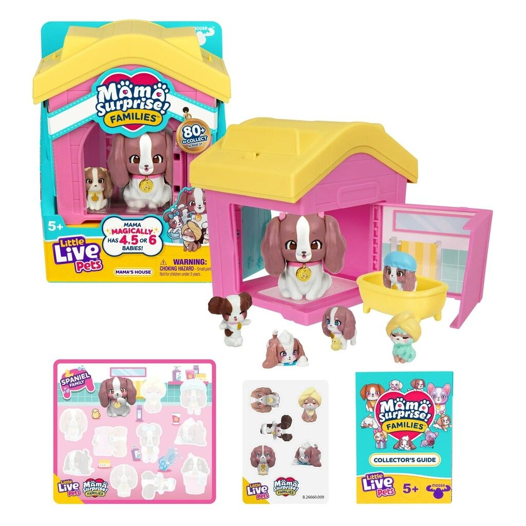 LITTLE LIVE PETS MAMA SURPRISE EN SU CASITA VR4 26659 CASITA ROSA Y AMARILLO - Imagen 4