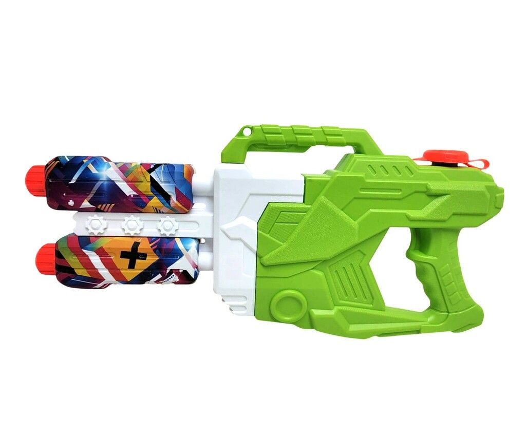 PISTOLA DE AGUA BASE X URBAN CAÑON DOBLE VR1 8910 VERDE - Imagen 3