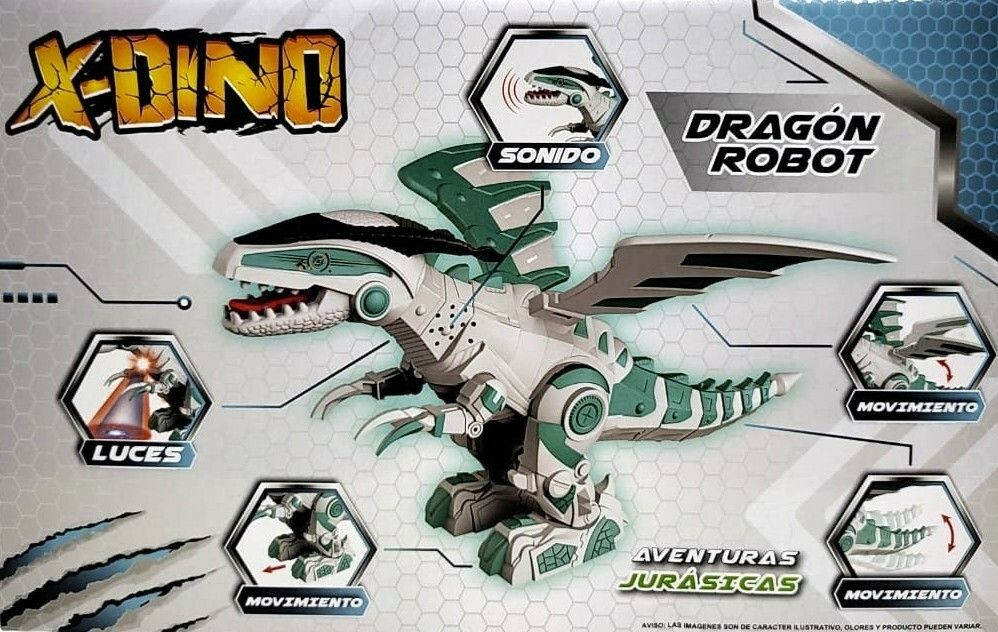 DRAGON ROBOTICO CON LUZ SONIDO Y MOVIMIENTO VR2 55439 DORADO - Imagen 2