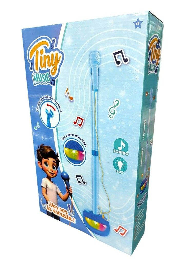 MICROFONO CON PIE A PILAS CON LUZ Y SONIDO TINY COD 55966