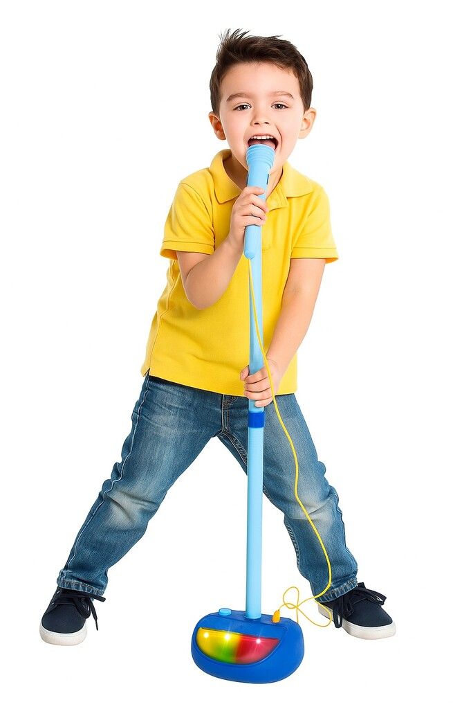 MICROFONO CON PIE A PILAS CON LUZ Y SONIDO TINY COD 55966 - Imagen 6