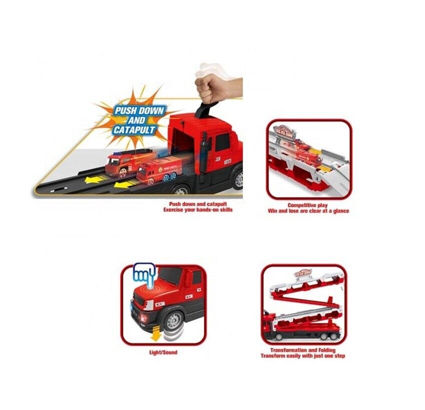 SET CAMION BOMBERO CON LUZ PISTA EXTENSIBLE LANZA AUTOS COD 660-S40 - Imagen 3