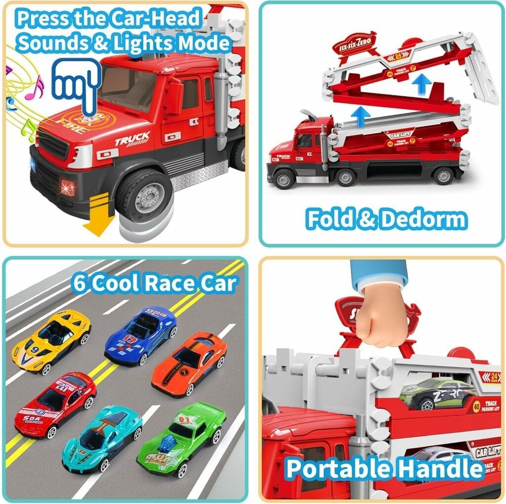 SET CAMION BOMBERO CON LUZ PISTA EXTENSIBLE LANZA AUTOS COD 660-S40 - Imagen 7