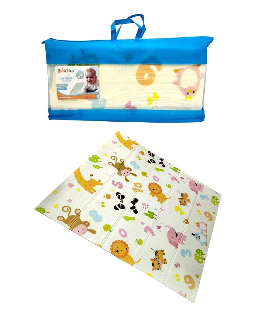 ALFOMBRA PLEGABLE ANTIGOLPES ANIMALITOS BABY GUS VR1 55469 BOLSO AZUL