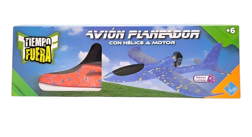 AVION PLANEADOR LIVIANO CON HELICE A MOTOR VR2 8027 AZUL - Imagen 4