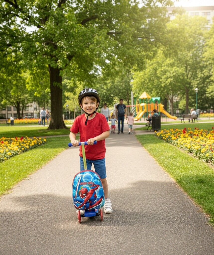 MONOPATIN SPIDERMAN VALIJA Y RUEDAS CON LUZ VR1 12280 AZUL - Imagen 7