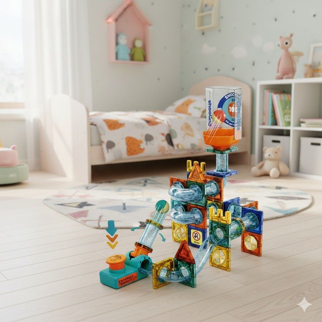 LABERINTO DE BOLITAS MAGNETICO 78 PIEZAS CON CAÑON COD 9970B - Imagen 3